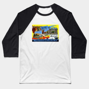 Greetings from Ann Arbor Michigan, Vintage Large Letter Postcard Baseball T-Shirt